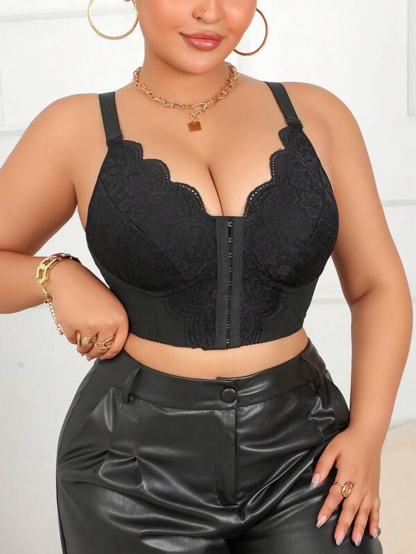 SHEIN Plus Size Lace Patchwork Shaper Top