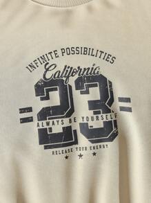 AXEPEAK 男士宽松圆领英文字母印花套头衫