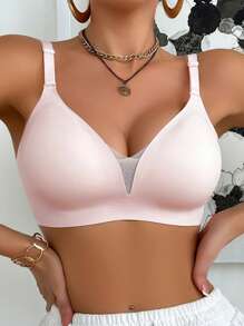 SHEIN 1pc Seamless Wireless Bra For Women - Pink - View 5