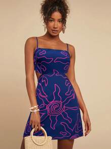 Travachic Sommerliches, figurbetontes, lässiges Camisole-Kleid mit Allover-Print