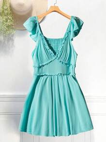 Flirla Neuer eleganter Sommer Latz Jumpsuit für Frauen, vielseitig einsetzbar, V-Ausschnitt, ärmellos, weites Bein, A-Linie Silhouette, hohe Taille, schlankend