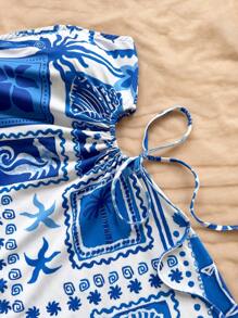 Soleia Váy ống bó sát hở eo hình cây cọ Holiday Island Elements, thích hợp cho hẹn hò, ngày lễ tình nhân, trà chiều - Nhiều màu - Xem 3