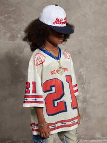 Coolane Kids Tween Boysjersey T-Shirt  Spring/Summer Streetwear Breathable Mesh Graphics Baseball Jersey Baggy Tees