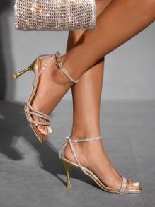 CUCCOO SZL Gold Rhinestone Embellished Cute Fairy Dress Sandals, Ladies Summer Pointed Toe High Heels - Gold - View 7