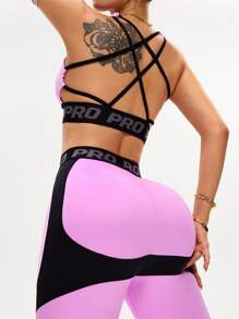 SHEIN Sport Studio Tuta da donna per sport, running, fitness e yoga con colori a contrasto
