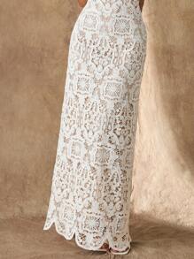 Glamine Đầm dự tiệc dây mảnh ren hoa thanh lịch dành cho nữ, đầm trắng nữ, đầm sinh nhật nữ, đầm ngắn nữ, quần áo mùa hè nữ. - trắng - Xem 9