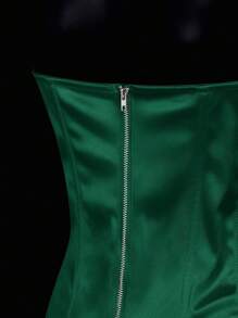 SHEIN ICON 修身款交叉系带吊带文胸上衣 - 綠色 - 查看 9