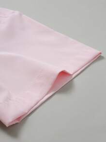 Manfinity Mode Men's Casual Solid Color Short Sleeve Dress Shirt - Pink - View 4