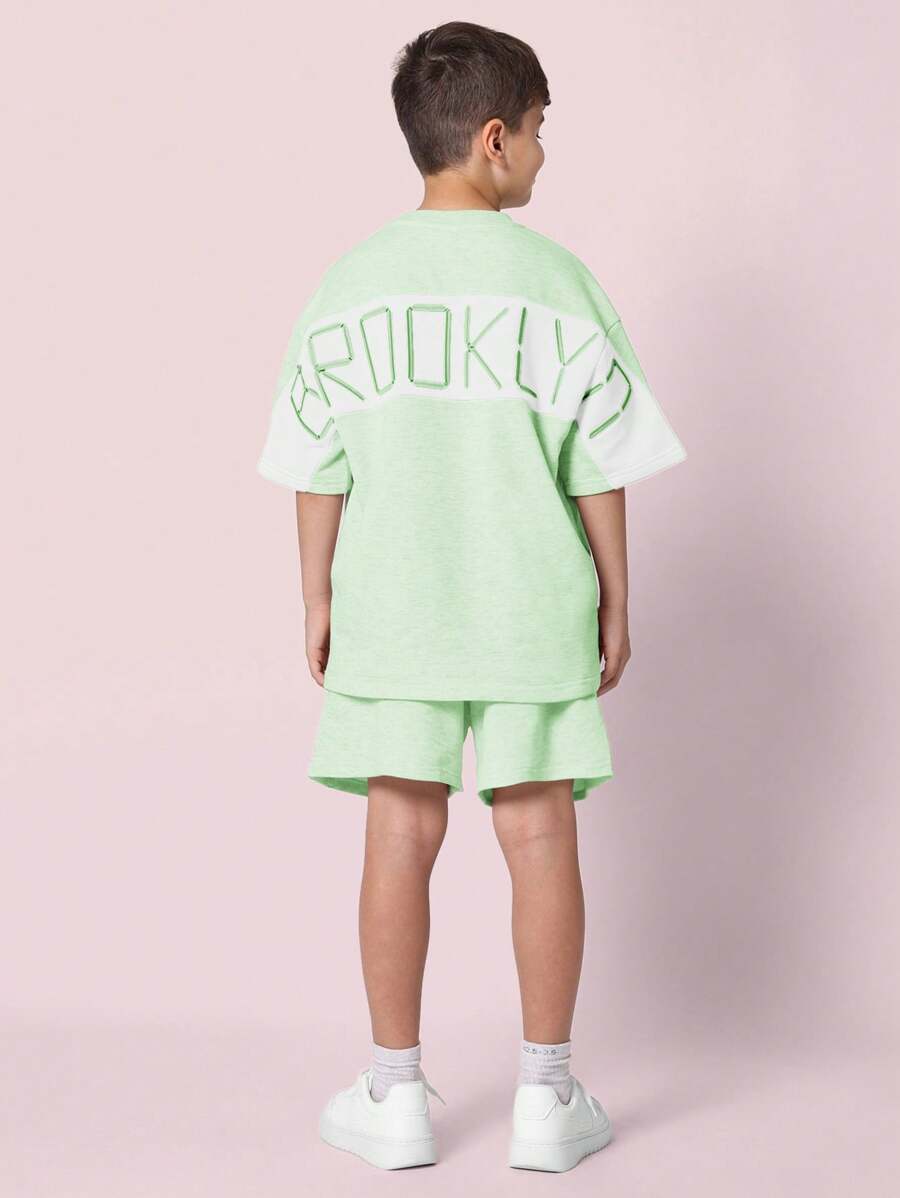 SUMWON Summer Unisex Two Piece Terry Jogging Set Sweatshirt Drawstring Shorts Activewear Athletic Wear Tracksuit Workout Set - Green - View 1