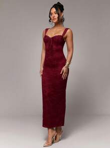 Silquee 纯黑色弹力蕾丝性感优雅甜美浪漫宽肩带女士长裙，适合鸡尾酒会、浪漫约会、打底衫、派对、正式聚会、夜间外出、婚礼宾客礼服、伴娘礼服、万圣节礼服、圣诞节礼服、情人节礼服、度假礼服、春/初夏