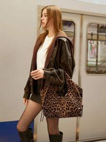 SHECARRY 女士豹纹休闲手提包，适合日常/办公使用 - 彩色 - 查看 8