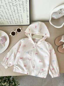 SHEIN Baby Girl/Toddler 0-3 Years Lightweight Casual Hooded Jacket, Spring/Summer