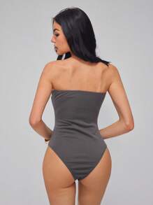 Roylia Color Blocking Strapless Casual Women's Bodysuit