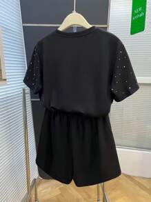 GlowEve 水钻装饰圆领短袖上衣和短裤两件套休闲装