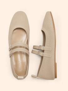 CUCCOO BASICS CUCCOO Women's Adjustable Buckle Design Fashion Flat Loafers - Apricot - View 10