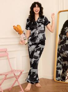 2件套女士豹纹睡衣套装（节日季） - 彩色 - 查看 6