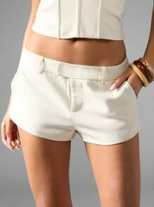 MISSGUIDED Professional Tailored High Rise Suit Shorts Office Summer Business Wear Evening Out Formal Bridal Occasion Cuffed Pleated Bottoms Work Shorts Regular Waist Modern Fit