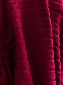 SHEIN Contrast Color Lace Patchwork Square Neck Cap Sleeve Loose Plus Size Long Nightgown - Burgundy - View 6