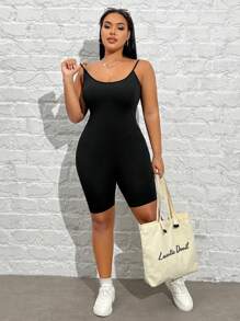 SHEIN EZwear Bộ đồ liền thân màu trơn cỡ lớn 2 món/bộ, đen và trắng - Nhiều màu - Xem 8