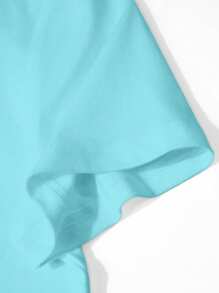 Calvaya 1pc Plus Size Solid Color Short Sleeve Round Neck T-Shirt, Fashionable For Summer - Baby Blue - View 6