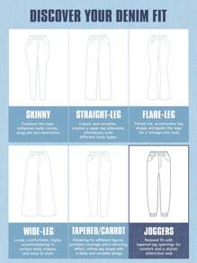 SHEIN PETITE Jeans de moda de uso diario con diseño de bolsillo lateral de camuflaje, presilla para cinturón y botón en la cintura para mujer - Multicolor - Ver 9
