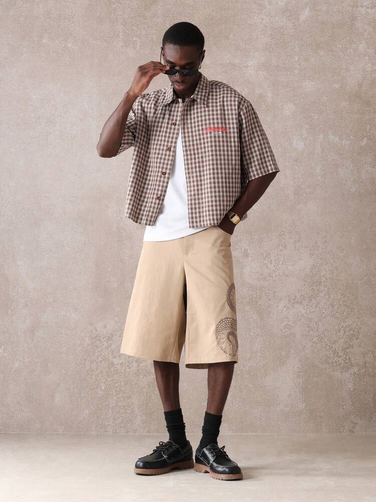 Check Pattern Button Down Short Sleeve Shirt