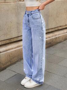RueChic Jeans dritti con dettaglio sui lati a vita bassa