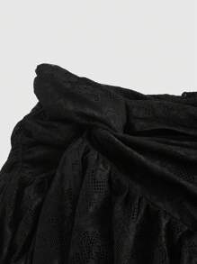 ROMWE Váy xẻ tà thiết kế xoắn ren Gothic cổ điển - màu đen - Xem 3