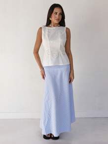 Roylia Blusa casual con espalda hueca de moda para mujer - Blanco - Ver 3