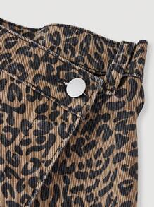 SHEIN Girlism Teen Girl's Y2K Leopard Print Spring Break Asymmetric Waist Wrap Denim Skort, Summer Clothes - Multicolor - View 3