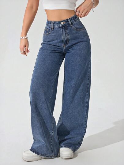 Jeanoix Quần Jeans Denim Đơn Giản Thường Ngày Màu Trơn Cho Nữ