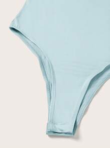 SHEIN BASICS 女士休闲无袖纯色紧身衣，夏季 - 藍色 - 查看 6