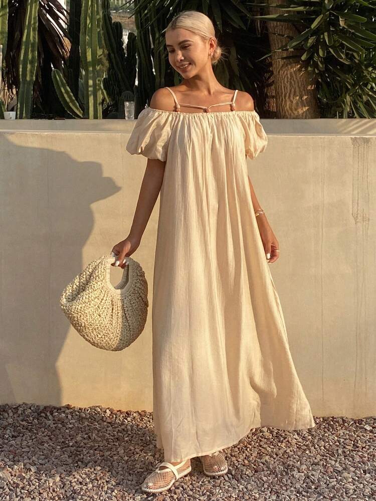 Women Elegant Solid Color Mid-Length Dress, Casual Women Dress