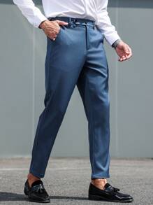Manfinity Mode 大码男士纯色直筒休闲西装裤，带口袋，非常适合情侣，也是送给男朋友或丈夫的绝佳礼物。
