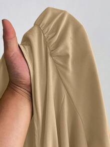 Maweii Plus Size Women's Summer Solid Deep V-Neck Lantern Sleeve Sexy Rompers - Apricot - View 6