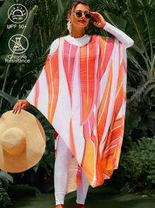 Swim Mulvari Swim Mulvary 春假女士泳衣罩衫，大叶植物印花定位罩衫 - 彩色 - 查看 1