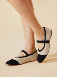 CUCCOO BASICS Women's Red Plaid Square Toe Flat Shoes, Comfortable - Apricot - View 6