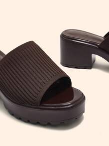 CUCCOO BASICS Fashion Coffee Brown Fabric Comfortable Platform Wedge Heel Mule Sandals, Suitable For Commuting, Shopping, Dating, Party For Christmas Spring Shoes Summer Shoes - Brown - View 5