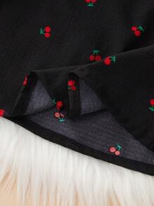 SilkySpell Conjunto de pijama de verano para mujer con top de tirantes y pantalones estampado de cerezas - Negro - Ver 4