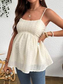 SHEIN Lässiges Sommer-Camisole mit Rüschensaum und einfarbiger Umstandsmode