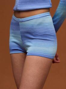 COUREZ Quần short siêu ngắn dệt kim nhuộm loang màu / Trang phục mùa hè cho nữ / Quần short mùa hè / Phong cách đường phố thường ngày / Phong cách vintage Y2K - Nhiều màu - Xem 2