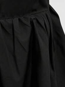 SHEIN Clasi Women's Casual Holiday Butterfly Decor Half-Placket Ruffled Hem Peplum Top - Black - View 4