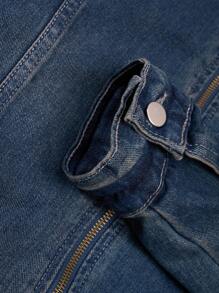 Manfinity Homme Men's Biker-Style Zip-Up Denim Jacket With Collar Jeans Jacket For Men