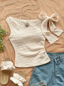 Soleia 女士度假夏季针织泡泡纹理细肩带衬衫，修身百搭上衣，适合派对、约会、城市街头、海滩度假 - 米色 - 查看 6