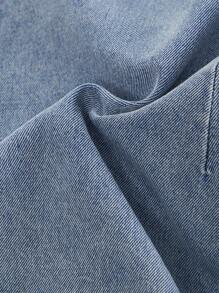 SHEIN MOD Top corto in denim da donna, canotta casual aderente senza maniche e senza schienale, blu