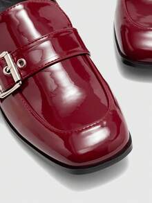 CUCCOO BIZCHIC Women's Adjustable Buckle Design Retro Chunky Heel Shoes - Burgundy - View 3