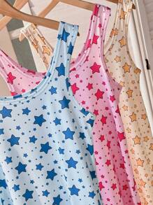 SHEIN Bộ đồ ngủ 3 mảnh in hình ngôi sao dành cho nữ - Nhiều màu - Xem 5