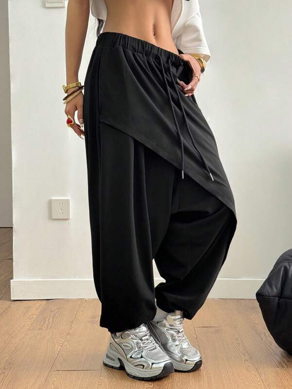 Coolane Women's & Men's Summer Streetwear Casual Sport Hip-Hop Vintage Comfortable Multi-Pleat Crotch Pants