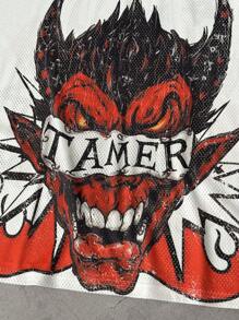 Manfinity EMRG Camiseta de manga corta casual con estampado de dibujos animados para hombres, para verano - Blanco - Ver 6