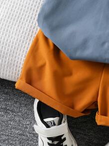 WESTFADE Young Completo casual da ragazzo composto da una maglietta a maniche corte monopetto di colore unito e pantaloncini, 2 pezzi